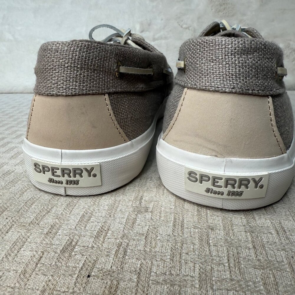 Sperry Mens Boat Sneakers Casual Size 11 Beige Canvas Deck Shoes - Picture 3 of 7